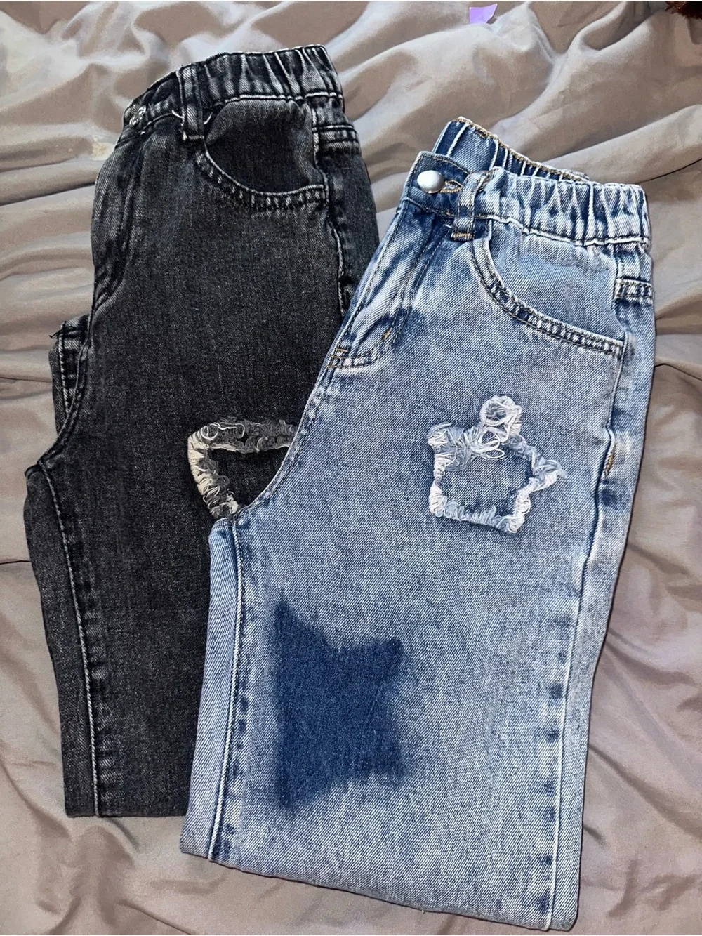 SHEIN | 4 Pairs - Kids Elastic Waist Distressed Jeans 8Y Bundle
